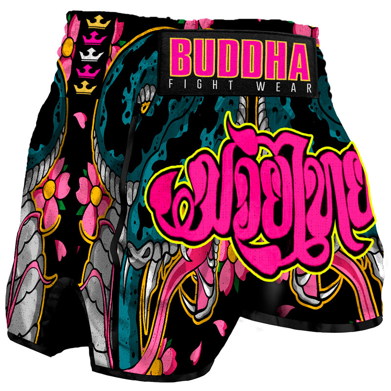 Muay Thai Buddha Fight Wear Short Retro Empire Especialmente diseñado para el Kick Boxing K1 o Cualquier modalidad de Deportes de Contacto 